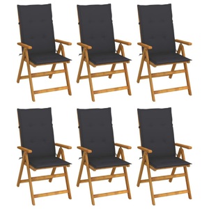 vidaXL, vidaXL Klappbare Gartenstühle 6 Stk. mit Auflagen Massivholz Akazie, vidaXL Klappbare Gartenstühle 6 Stk. mit Auflagen Massivholz Akazie