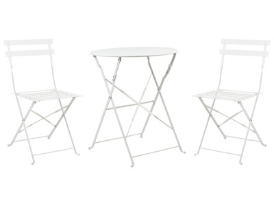 Beliani, Balkonset weiss 2 Stühle FIORI, Beliani - Bistro Set aus Stahl Modern FIORI, One Size, Weiss Bunt
