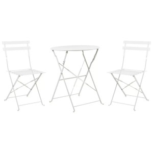 Beliani, Balkonset weiss 2 Stühle FIORI, Beliani - Bistro Set aus Stahl Modern FIORI, One Size, Weiss Bunt