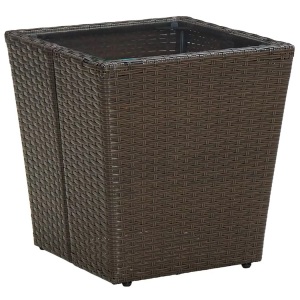 vidaXL, vidaXL Beistelltisch Braun 41,5x41,5x44 cm Poly Rattan und Hartglas, vidaXL Beistelltisch Braun 41,5x41,5x44 cm Poly Rattan und Hartglas