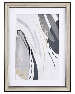 Beliani, Wanddekoration aus Papier Glamourös HIDMO Wanddekoration aus Papier Glamourös HIDMO, Beliani - Wandbild mit Rahmen aus Papier Modern HIDMO, One Size, Taubengrau