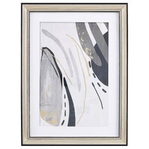 Beliani, Wanddekoration aus Papier Glamourös HIDMO Wanddekoration aus Papier Glamourös HIDMO, Beliani - Wandbild mit Rahmen aus Papier Modern HIDMO, One Size, Taubengrau