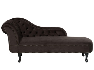 Beliani, Beliani Chaiselongue Samtstoff dunkelbraun linksseitig NIMES, Beliani - Linksseitige Chaiselounge aus Samtstoff Glamourös NIMES, One Size, Erdbraun