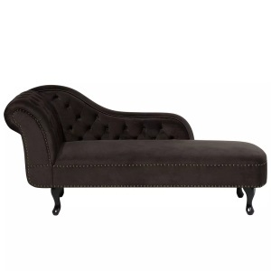 Beliani, Beliani Chaiselongue Samtstoff dunkelbraun linksseitig NIMES, Beliani - Linksseitige Chaiselounge aus Samtstoff Glamourös NIMES, One Size, Erdbraun