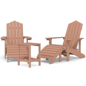 vidaXL, vidaXL Adirondack-Gartenstühle mit Hocker & Tisch HDPE Braun