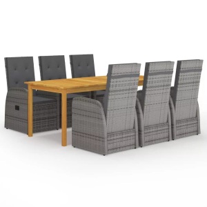 vidaXL, vidaXL 7-tlg. Garten-Essgruppe Grau, vidaXL 7-tlg. Garten-Essgruppe Grau
