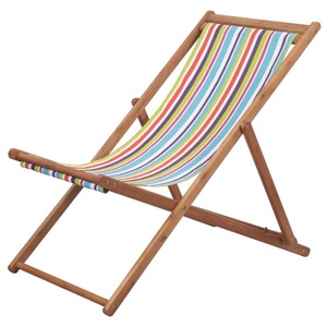 Diverse Hardware, Klappbarer Strandstuhl Stoff und Holzrahmen Mehrfarbig