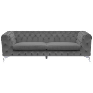 Beliani, Beliani 3-Sitzer Sofa Samtstoff grau SOTRA, Beliani - 3 Sitzer Sofa aus Samtstoff Klassisch SOTRA, One Size, Taubengrau