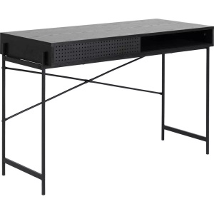 mutoni scandi, Schreibtisch Angie Melamin Esche Schwarz Schiebetür 110x50x75cm, Schreibtisch LOGAM 50x110x75cm schwarz