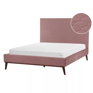 Beliani, Bett mit Lattenrost aus Samtstoff Retro BAYONNE Bett mit Lattenrost aus Samtstoff Retro BAYONNE