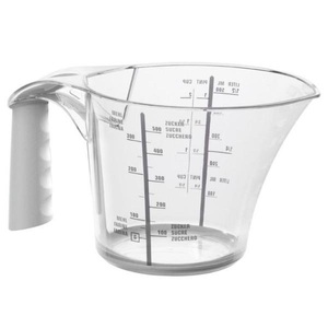 Rotho, Rotho LOFT Messbecher, Rotho Messbecher 0,6 l , 1111601100 , Weiss, Transparent , Kunststoff , Messskala für Flüssigkeiten, Messskala für Lebensmittel, Angaben in g, ml, l , 003294043901