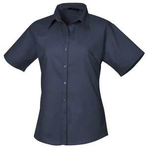Premier, Kurzarm Popeline Bluse Arbeitshemd Damen Marine 48, PREMIER - Kurzarm Popeline Bluse Arbeitshemd, für Damen, Marine, Größe 48
