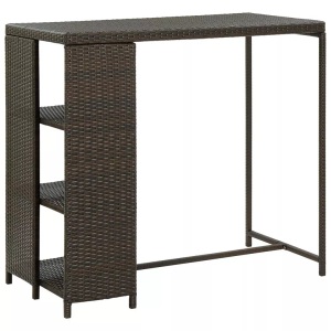 vidaXL, vidaXL Bartisch mit Regal Braun 120x60x110 cm Poly Rattan, vidaXL Bartisch mit Regal Braun 120x60x110 cm Poly Rattan
