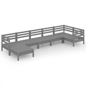 vidaXL, vidaXL 7-tlg. Garten-Lounge-Set Massivholz Kiefer Grau