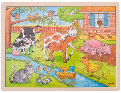 goki, goki Einlegepuzzle LEBEN AUF DEM BAUERNHOF 48-teilig in bunt, Goki 57745 - Einlegepuzzle Leben auf dem Bauernhof, 48 Teile