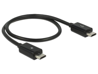 Delock, Delock USB 2.0 Anschlusskabel [1x Micro-USB-Stecker - 1x Micro-USB-Stecker] 0.3 m Schwarz mit OTG-Funktion, Delock USB-OTG-Kabel Powershare Micro-USB B - Micro-USB B 0.3 m