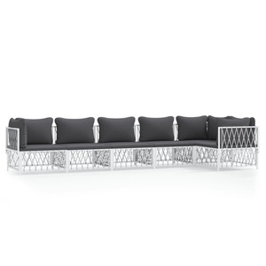 vidaXL, vidaXL 6-tlg. Garten-Lounge-Set mit Kissen Weiß Stahl, vidaXL 6-tlg. Garten-Lounge-Set mit Kissen Weiß Stahl