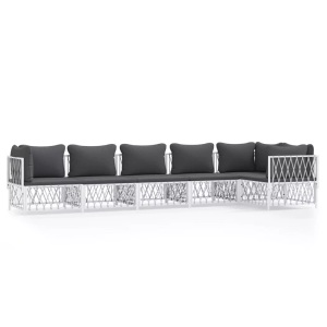 vidaXL, vidaXL 6-tlg. Garten-Lounge-Set mit Kissen Weiß Stahl, vidaXL 6-tlg. Garten-Lounge-Set mit Kissen Weiß Stahl