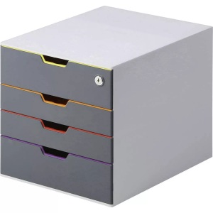 Durable, DURABLE Schubladen-Box HxBxT 292 x 280 x 356 mm, grau 4 Schubladen, davon 1 abschließbar, Durable Schubladenbox, VARICOLOR SAFE, 4 Schubladen, color, 760627