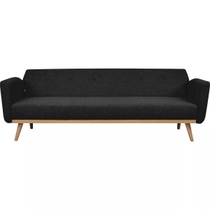 mutoni casual, Schlafsofa Struktur 212x85 schwarz, SalesFever Schlafsofa, Knopfheftung an der Rückenfläche