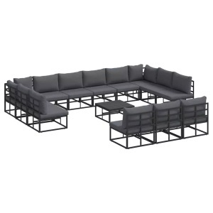 vidaXL, VidaXL - Outdoor-sofa aluminium, One Size, Schwarz