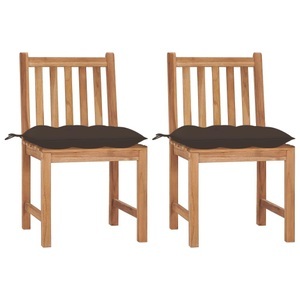 vidaXL, vidaXL Gartenstühle 2 Stk. mit Kissen Massivholz Teak