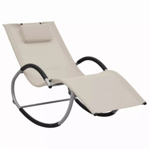 Diverse Hardware, Sonnenliege mit Auflage Creme Textilene, vidaXL Sonnenliege mit Kissen Creme Textilene