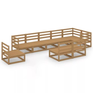 vidaXL, vidaXL 9-tlg. Garten-Lounge-Set Honigbraun Massivholz Kiefer
