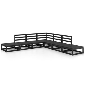 vidaXL, vidaXL 7-tlg. Garten-Lounge-Set Schwarz Massivholz Kiefer