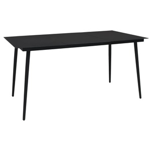 vidaXL, vidaXL Garten-Esstisch Schwarz 150x80x74 cm Stahl und Glas, vidaXL Garten-Esstisch Schwarz 150x80x74 cm Stahl und Glas