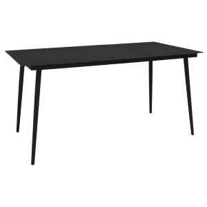 vidaXL, vidaXL Garten-Esstisch Schwarz 150x80x74 cm Stahl und Glas, vidaXL Garten-Esstisch Schwarz 150x80x74 cm Stahl und Glas
