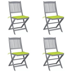 vidaXL, vidaXL Klappbare Gartenstühle 4 Stk. mit Kissen Massivholz Akazie