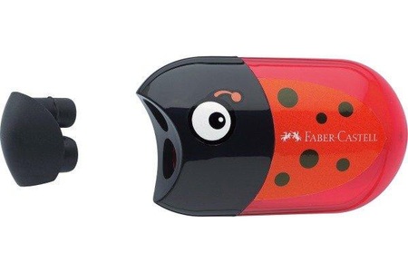 Faber-Castell, Faber-Castell Spitzer K?fer, mit, Doppelspitzdose KÄFER mit integriertem Radierer in rot/schwarz