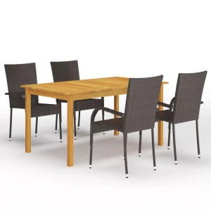 vidaXL, vidaXL 5-tlg. Garten-Essgruppe Braun, vidaXL 5-tlg. Garten-Essgruppe Braun