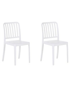Beliani, Beliani Gartenstuhl Kunststoff weiss 2er Set SERSALE, 