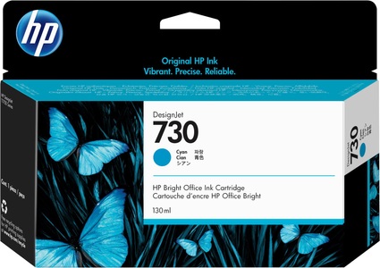 Hp, HP 730 DesignJet Druckerpatrone Cyan 130 ml, Hewlett Packard Tintenpatrone, blau, No.730, P2V62A, (130ml)