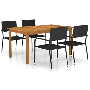 vidaXL, vidaXL 5-tlg. Garten-Essgruppe Schwarz, VidaXL - Garten-essgruppe akazienholz, One Size, Schwarz