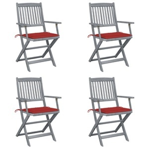 vidaXL, vidaXL Klappbare Gartenstühle 4 Stk. mit Sitzkissen Massivholz Akazie