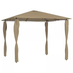 vidaXL, vidaXL Pavillon mit Seitenwand 3x3x2,6 m Taupe 160 g/m², vidaXL Pavillon mit Pfostenabdeckungen 3x3x2,6 m Taupe 160 g/m²