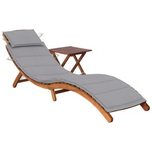 vidaXL, vidaXL Sonnenliege mit Tisch und Auflage Massivholz Akazie