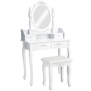 TecTake, Schminktisch Mit Spiegel Und Hocker Im Antik Look Unisex Weiss ONE SIZE, Tectake - Schminktisch mit Spiegel und Hocker im Antik Look, One Size, Weiss
