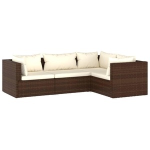 vidaXL, vidaXL 4-tlg. Garten-Lounge-Set mit Kissen Poly Rattan Braun, VidaXL - Garten-lounge-set poly-rattan, One Size, Braun