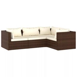 vidaXL, vidaXL 4-tlg. Garten-Lounge-Set mit Kissen Poly Rattan Braun, VidaXL - Garten-lounge-set poly-rattan, One Size, Braun