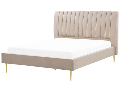 Beliani, Bett mit Lattenrost aus Samtstoff Modern MARVILLE Bett mit Lattenrost aus Samtstoff Modern MARVILLE