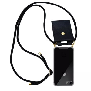 Cadorabo, Cadorabo Handy Kette für Apple iPhone 8 / iPhone 7 / iPhone 7S in SCHWARZ – Silikon Necklace Umhänge Hülle mit Gold Ringen, Kordel Band Schnur und ..., Cadorabo - Handy Kette für Apple iPhone 7 7S 8 SE 2020 Silikon mit Gold Ringen, Schwarz