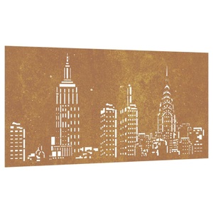 vidaXL, vidaXL Garten-Wanddeko 105x55 cm Cortenstahl Skyline-Design, vidaXL Garten-Wanddeko 105x55 cm Cortenstahl Skyline-Design