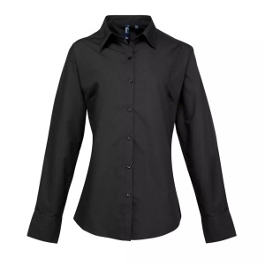 Premier, Popelinebluse Bluse Arbeitshemd, Langärmlig Damen Schwarz 44, PREMIER - PopelineBluse Bluse Arbeitshemd, langärmlig, für Damen, Schwarz, Größe 44