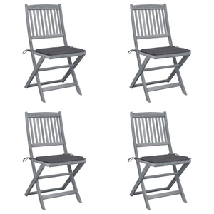 vidaXL, vidaXL Klappbare Gartenstühle 4 Stk. mit Kissen Massivholz Akazie, vidaXL Klappbare Gartenstühle 4 Stk. mit Kissen Massivholz Akazie