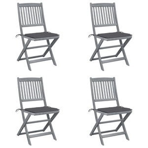 vidaXL, vidaXL Klappbare Gartenstühle 4 Stk. mit Kissen Massivholz Akazie