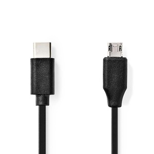 USB-Kabel | USB 2.0 | USB-C? Stecker | USB Micro-B Stecker | 60 W | 480 Mbps | Vernickelt | 1,00 m | Rund | PVC | Schwarz | Etikett